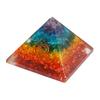 Resin Medium Size Multicolor Set of 1 Seven Chakra Multi Stone Orgone Crystal Pyramid for Reiki Healing, Vastu Correction, Meditation, Aura Cleaning