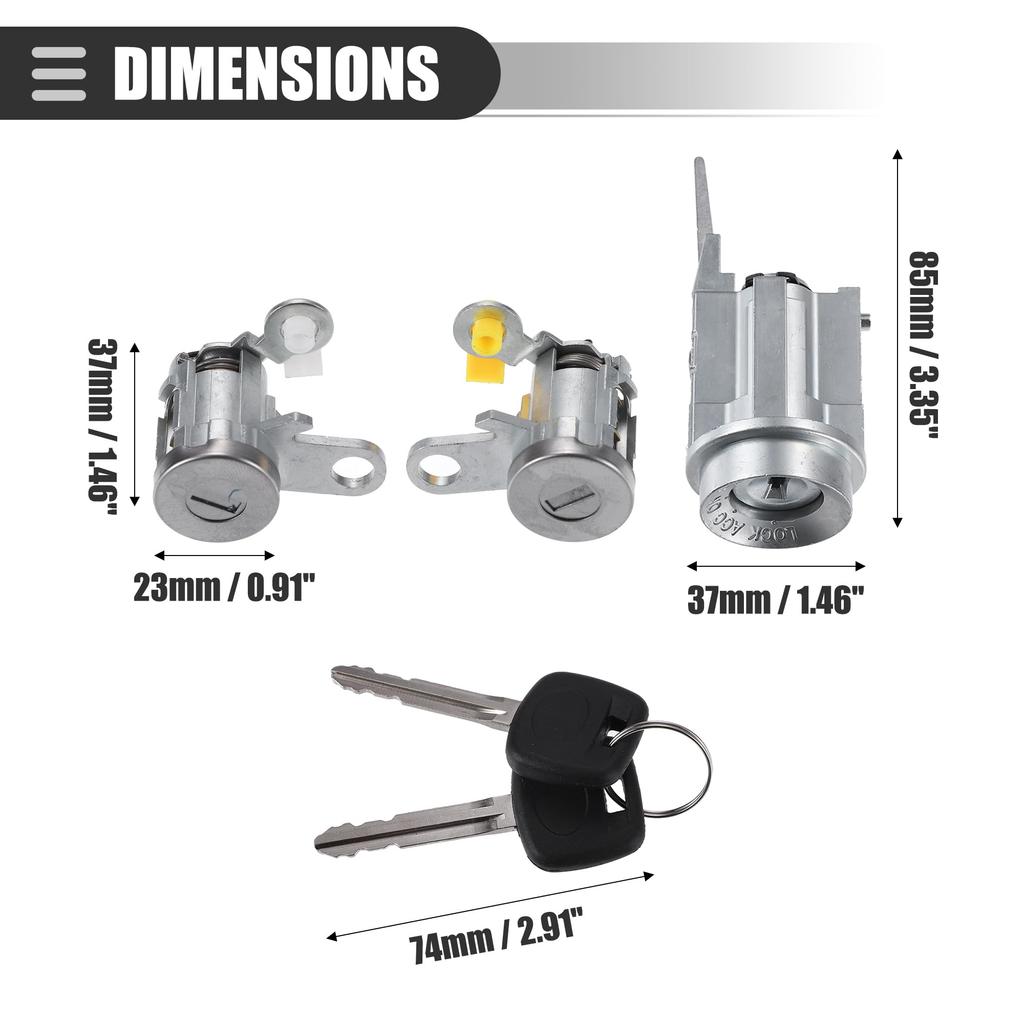 ACROPIX Cilindro de Fechadura Cilindro de Fechadura de Ignição Cilindro de Fechadura de Porta para Toyota Tacoma Inclui 2 Prateados Número da Peça 1 Conjunto Kit, Cilindro, 1995-2004, Metal, Chaves,