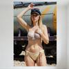 Sexy Blonde Woman In Beige Bikini Tin Sign Vintage Metal Poster Industrial Train Tank Railway Track Wall Decor for Bar Pub Home