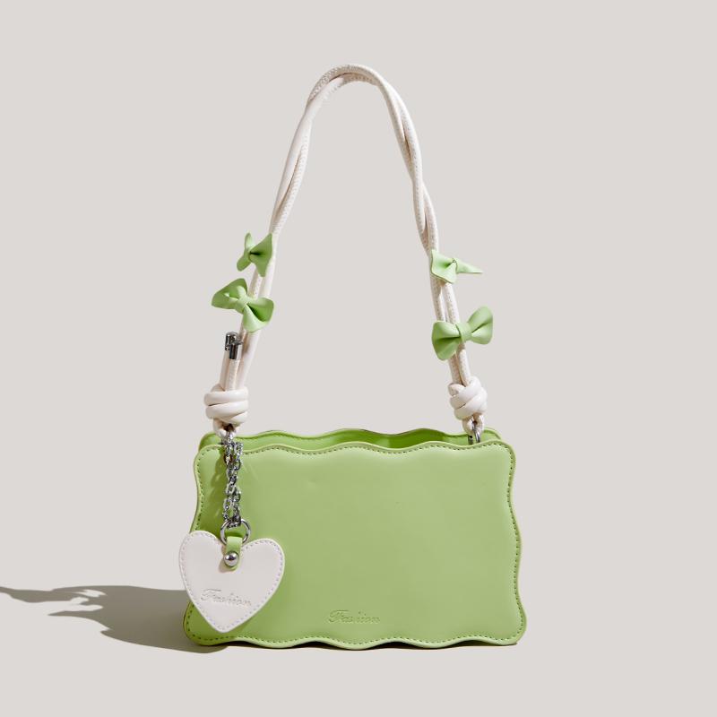 

Женская сумка подмышкой Корейская новая однотонная сумка из искусственной кожи с бантом, женская сумка на одно плечо, модная высококачественная текстурированная сумка (20cm<Max Length<30cm)