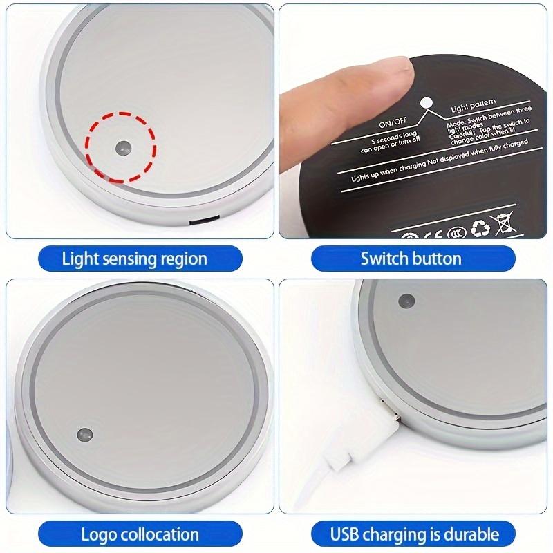Universal Smart LED Neon Car Cup Holder Coaster USB Rechargeable 7 Color Changing Light Pad