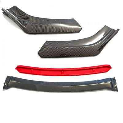 Splitter / Front Bumper Lip, Black Carbon with Red Inserts EPTUNING031