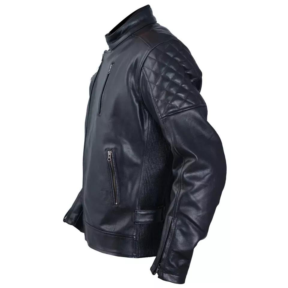 Stylish Black Men's Soft Leather Genuine Lambskin Handmade Biker Motorcycle