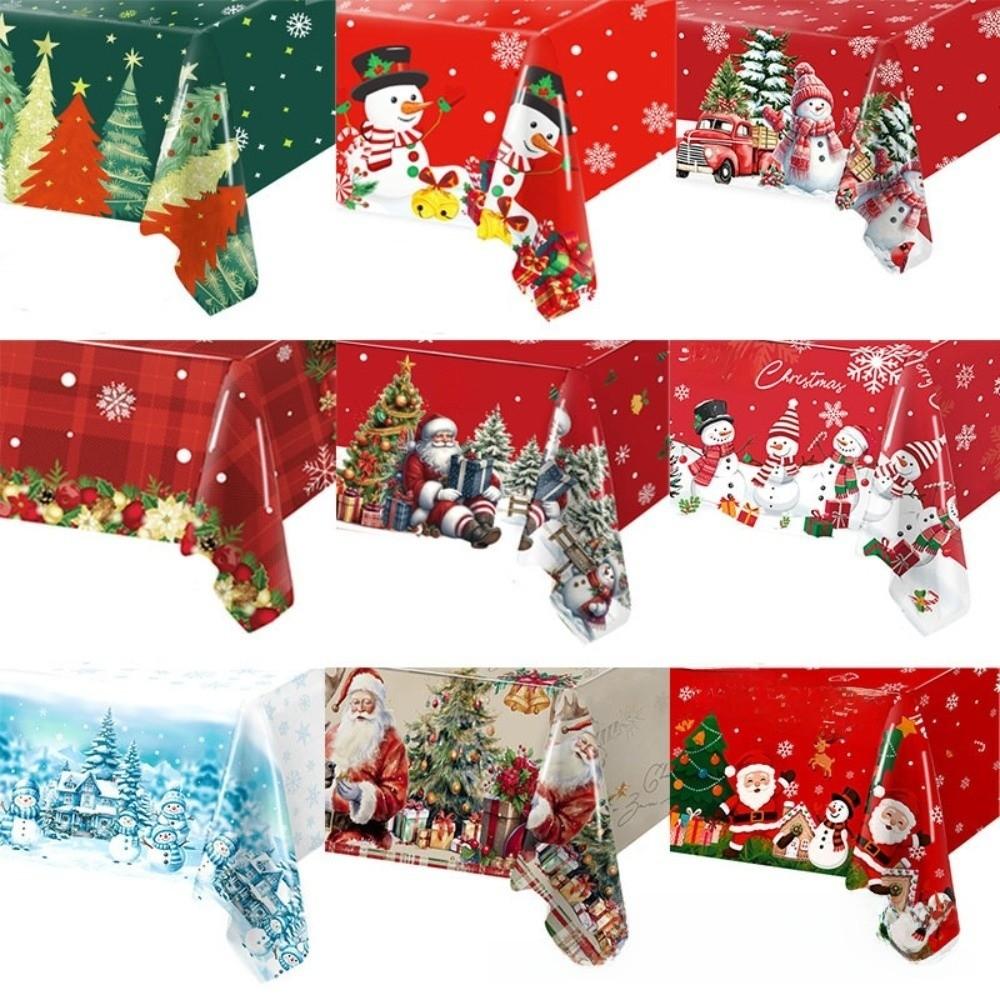 Plastic Table Cover Disposable Party Tablecloths Retro Christmas Tablecloth  Christmas Decoration