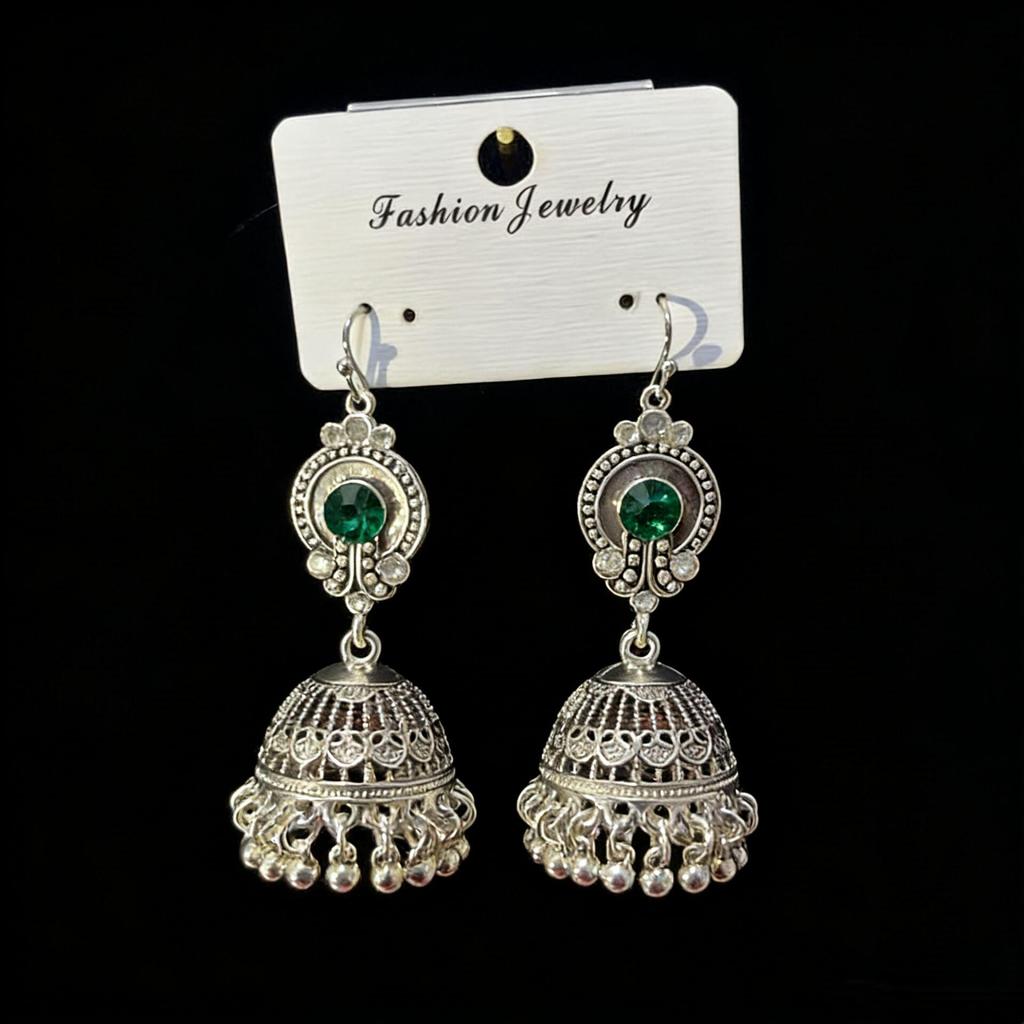 Indian Silver Birdcage Tassel Earrings - Ethnic Bohemian Wind Chime Style for Women 