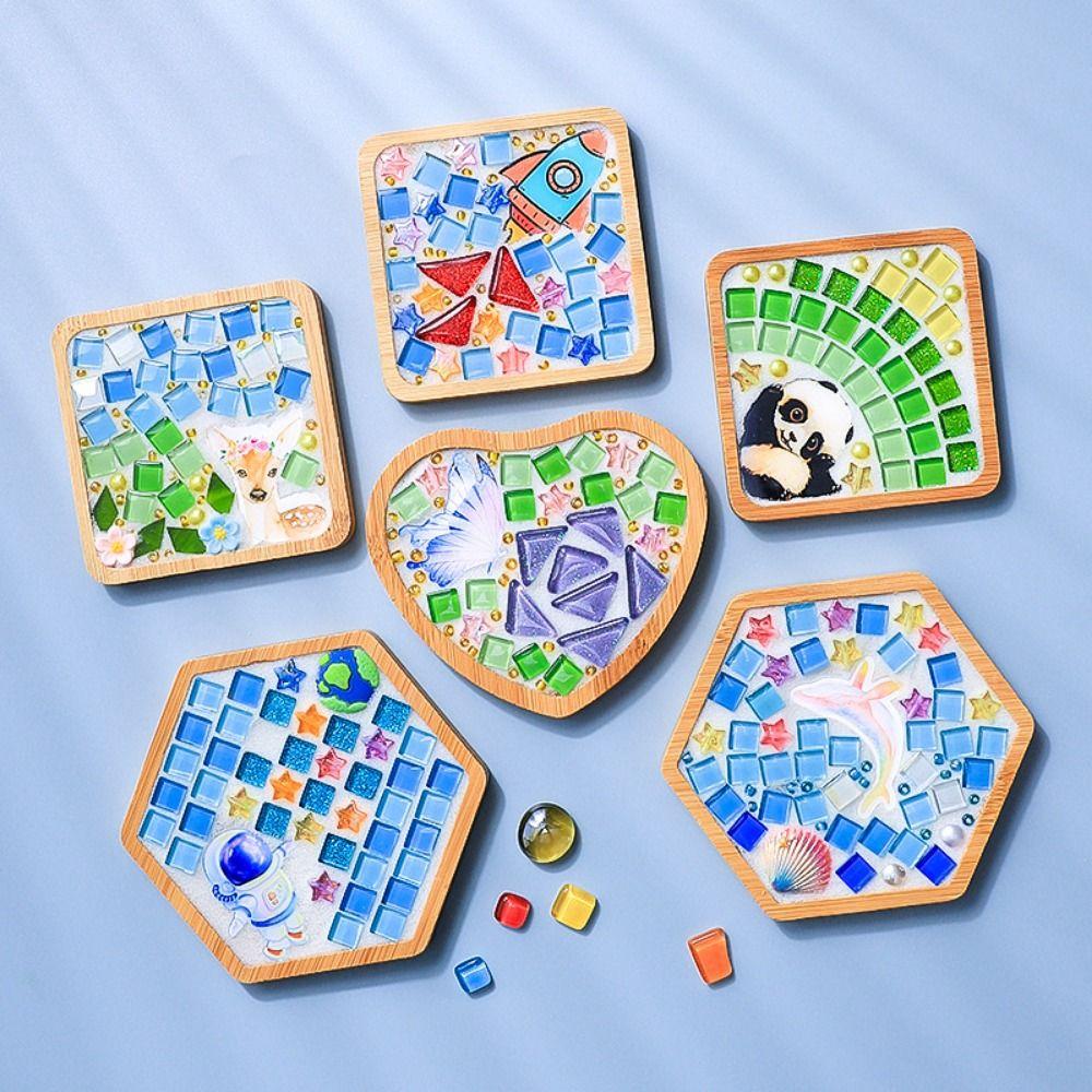 Creative DIY Mosaic Coaster Kit Intellectual Development DIY Mosaic Cup Mat  Children Gifts