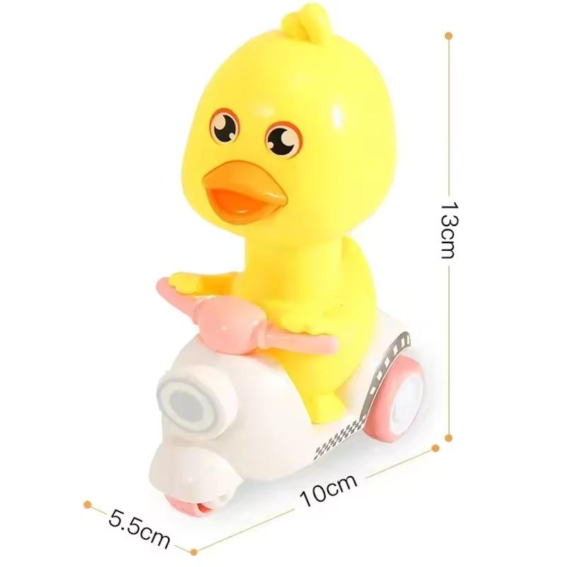 1PCS Manual Pressing Head Free Rotation Cute Duck Press Car Motorcycle Anti-collision And Anti Drop  Toys Mini Car For Kids
