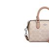 COACH Rowan 18 classic brand logo presbyopia Boston bag shoulder crossbody bag artificial leather handbag small size women's sand yellow and taupe