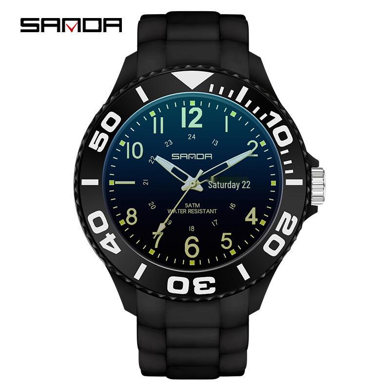 Sanda Luminous Quartz Watch: Waterproof Unisex Digital Sports Wristwatch