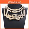 Collier géométrique en métal avec chaîne multicouche pour femmes tendance