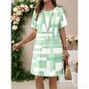Summer Women's Fashionable Round Neck Short Sleeved Dress, Casual Outdoor Street Wear, Daily Clothing