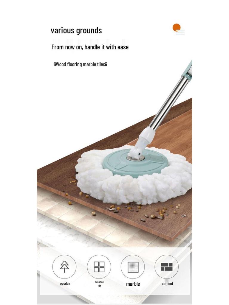 Thickened Rotary Mop Bucket with Auto Wringing, Cotton Mop Pad, Wet/Dry Dual Use for Quick Household Cleaning