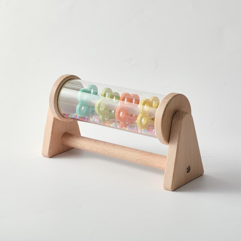 

Montessori Baby Rain Stick Rainbow Hourglass Rain Music Rattle With Support Kid Montessori Sensory Toys BABY s Educational Gift