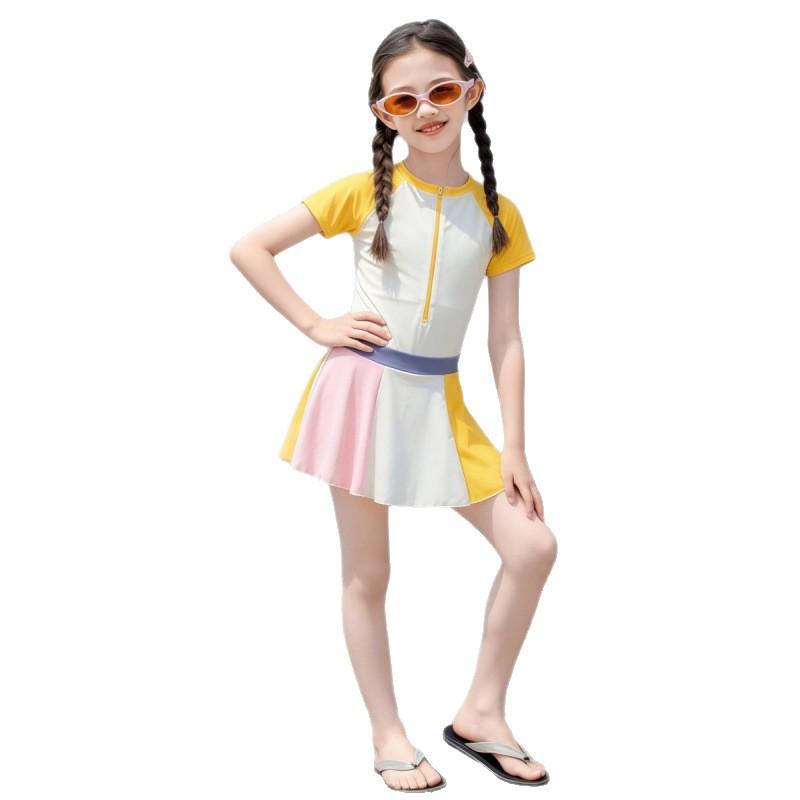 Girls One Piece Skirted Swimsuit for Ages 12-15 Summer Swimwear