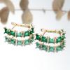 Green Zircon Square Stone Luxury Crystal Hoop Earrings For Women Vintage Gold Color Ear Buckle Wedding Jewelry Versatile Gifts