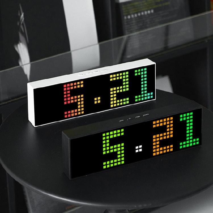 Colorful Display LED Alarm Clock Electronic Digital Clock Voice Control 12/24H 2 Alarms Countdown Wall Table Desk Clock