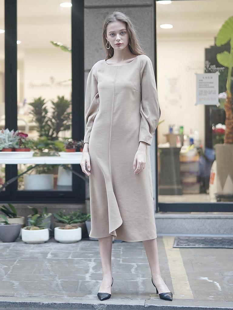 PINBLACK Classic Ruffle Dress Beige