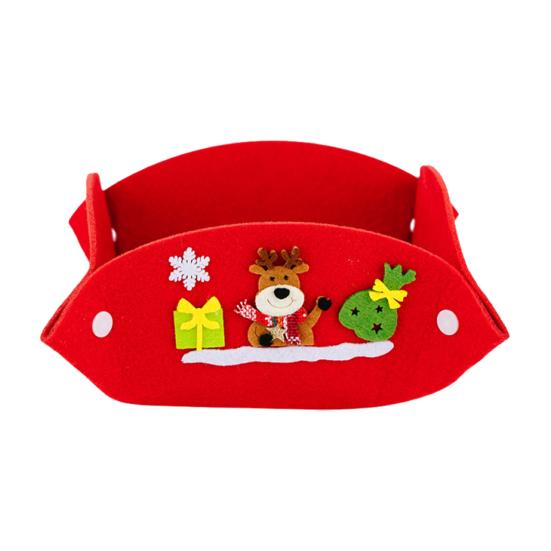 Christmas Foldable Candy Holder Tray, Non Woven Fabric Snacks Treats Storage Box for Holiday Party Supplies