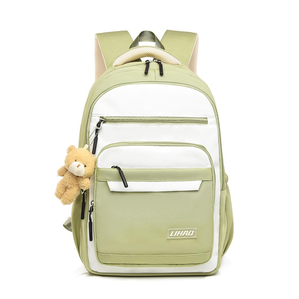 Schoolbag Large Capacity Junior and High School Student Schoolbag Multi-compartment Light and Simple Backpack Premium Sense Solid Color Casual