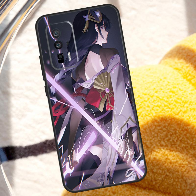Genshin Impact Raiden Shogun Case For POCO X6 Pro M6 X5 X3 M5s F3 F5 Xiaomi 14 Ultra 13 12 Lite 11T 12T 13T Pro Cover