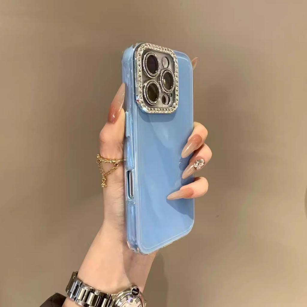 Ins Style High-value Flash Pink Diamond with Lens Film, Suitable for iPhone16promax Mobile Phone Case, New Candy Color 1