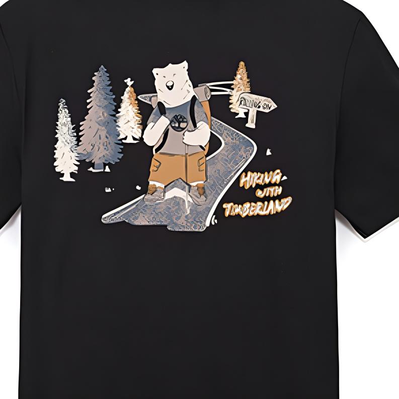 Timberland Casual Breathable Printed Short Sleeve T-Shirt Men Tops Black A6EZW-001