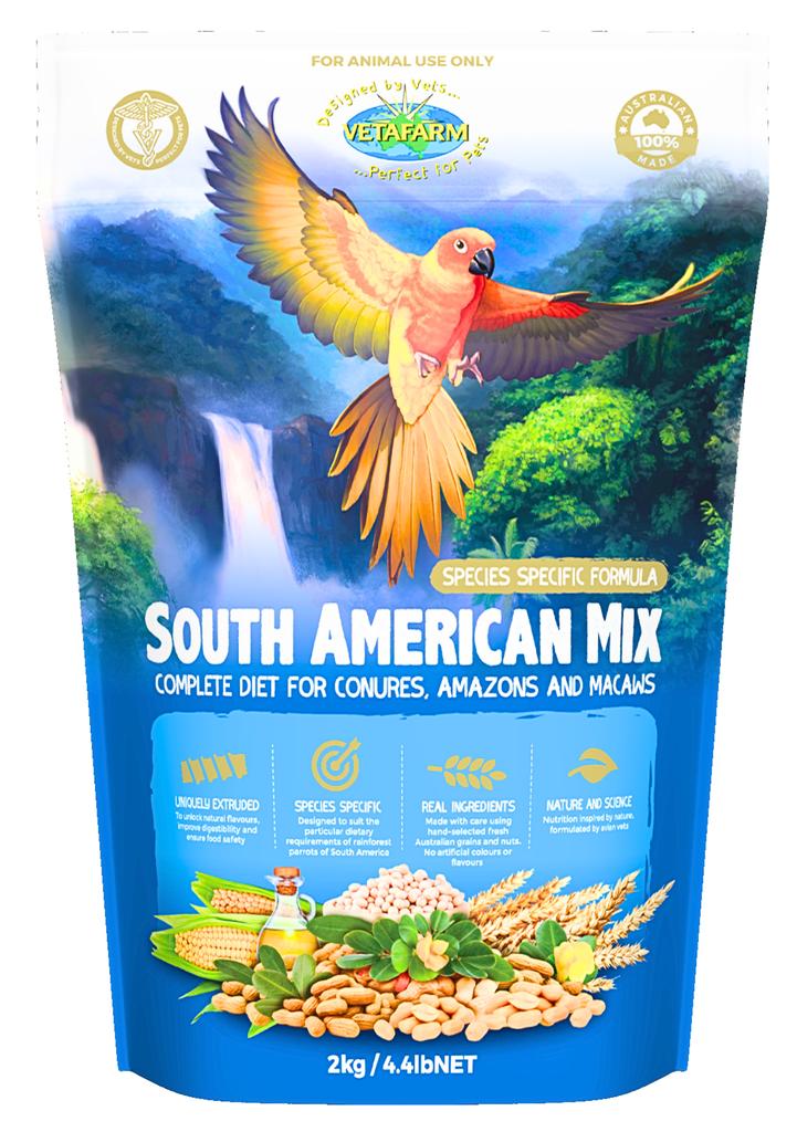 Vetafarm- South American Mix - Całoroczny Granulat Dla Żako, Konur, Amazonek I Innych Papug Z Ameryki Południowej 2Kg