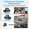 1080P 3-Lens Vehicle Dash Cam 2 Inch IPS Screen WiFi Car DVR Recorder Video Dashcam Camcorder Three Way Camera Three Channel DVR