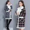 Autumn and Winter New Women's Overcoat Females Fashion Turn Down Collar Plaid Coat Medium Length Thickened Jacket Women's