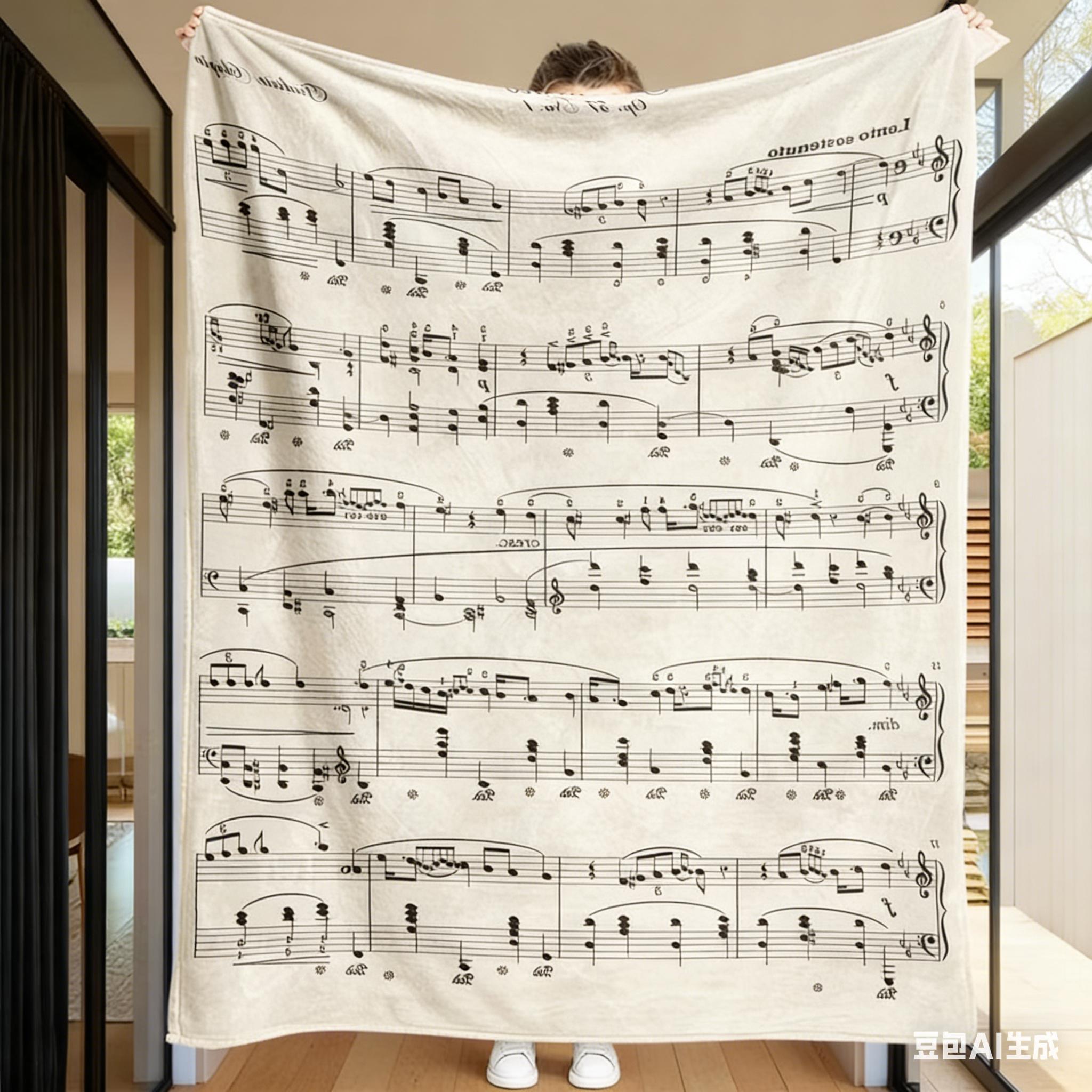 Piano Music Sheet Blanket Flannel Music Notes Throw Blankets for Teacher Adult Kids Music Lovers Gifts Decor for Home Bed Couch 75x90cm