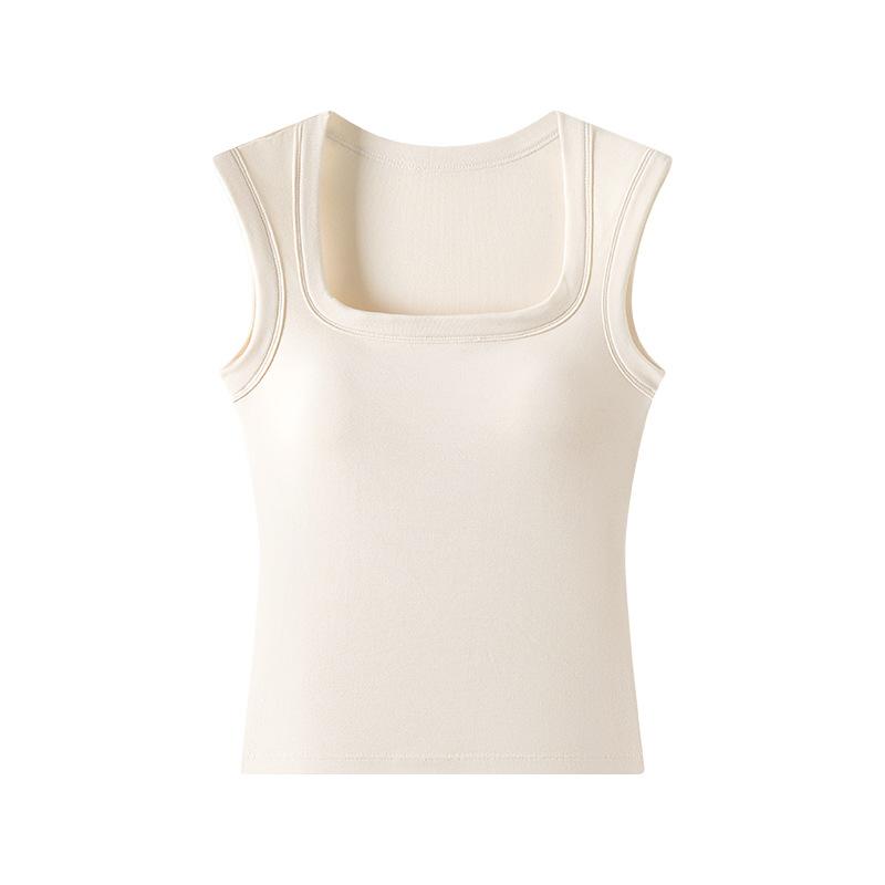 Elegance Casual Stylish Vest H875 cu Cupe pentru Sânii, Dintr-o Bucată, Bretele Late, Maiou, Femeie, Intern, Vară, Muncă, Cuvânt, Slim, Topuri de Bază, Bustier