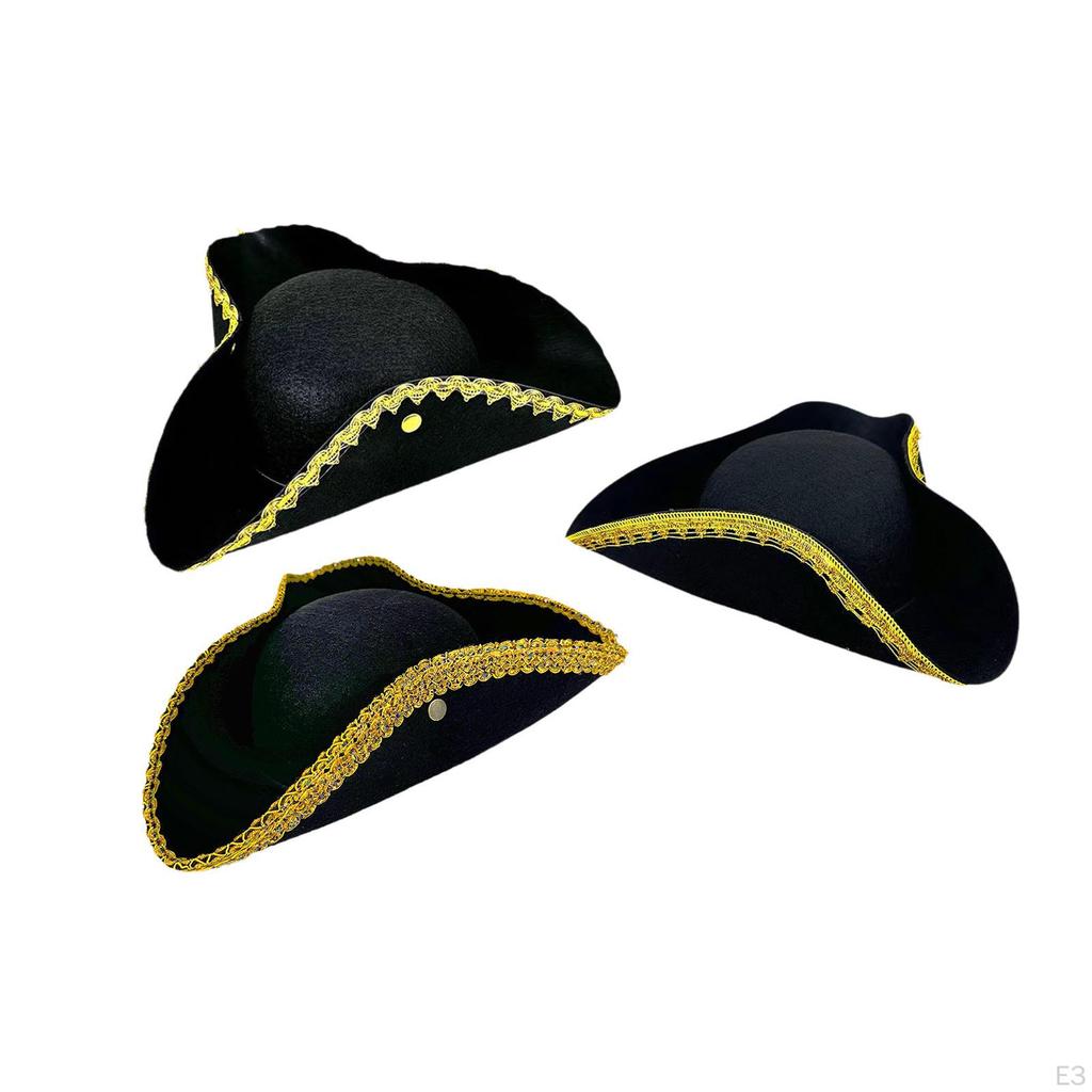 Pirate Cap Buccaneer Tricorn Hat for Masquerade Theme Party Carnival Festival