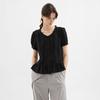 WEDNESDAY DELIGHT Wd_Frill Neck Peplum Shirt_Black
