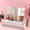 Pink Tri-Fold Makeup Mirror Portable Folding Makeup Mirror Transparent Anti-Fog HD Mirror Bedroom