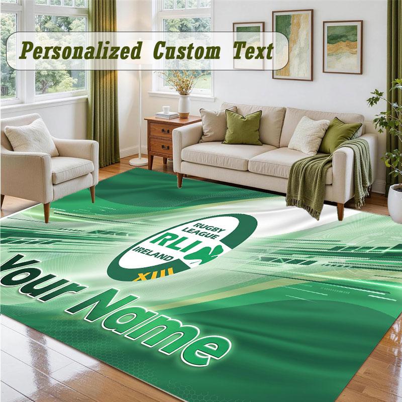 Crystal Velvet Square Rug Custom NameIreland Rugby Pattern Non Slip Home Floor Decor Rug