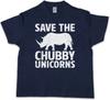 SAVE THE CHUBBY UNICORNS Kids Boys T-Shirt Rhino Rainbow Fairy Fairies Fun