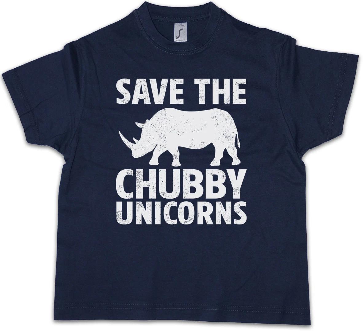 

SAVE THE CHUBBY UNICORNS Kids Boys T-Shirt Rhino Rainbow Fairy Fairies Fun 100