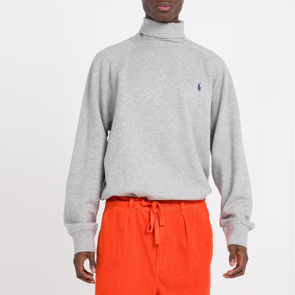 Polo Ralph Lauren Solid Logo Embroidered High Neck Long Sleeve Sweatshirt Men sweatshirt Gray 710951747-002
