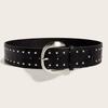 Punkinspired Faux Leather Belt With Rivets And Silver Buckle For Outfits Casual