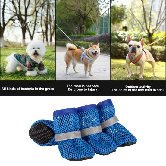 4Pcs Dog Shoes Breathable Pet Shoes Outdoor Dog Booties Summer Hot Pavement Dog Paw Protectors for Walking Hiking Running
