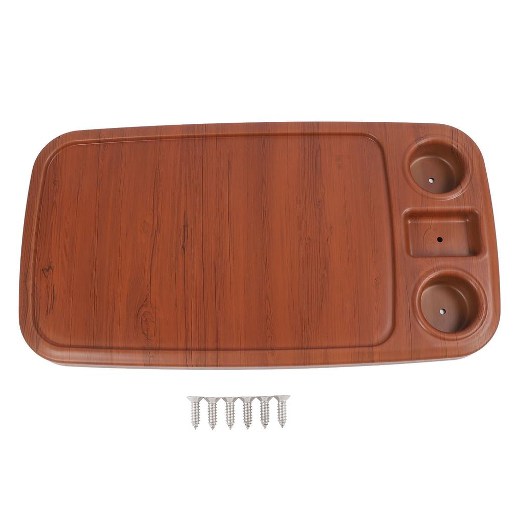RV Table Top with 2 Cup Holders 34.25x 18.31in Wood Grain Rectangular Boat Tabletop Panel for Marine Yacht Camping Vehicle