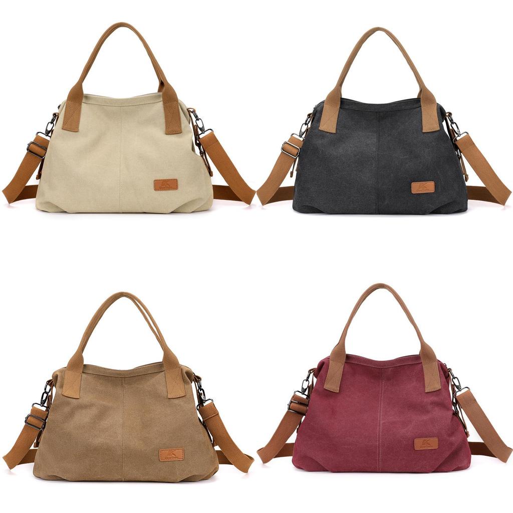 Casual Ladies Canvas Handbag With Secure Zipper Closure And Multiple Interior Pockets