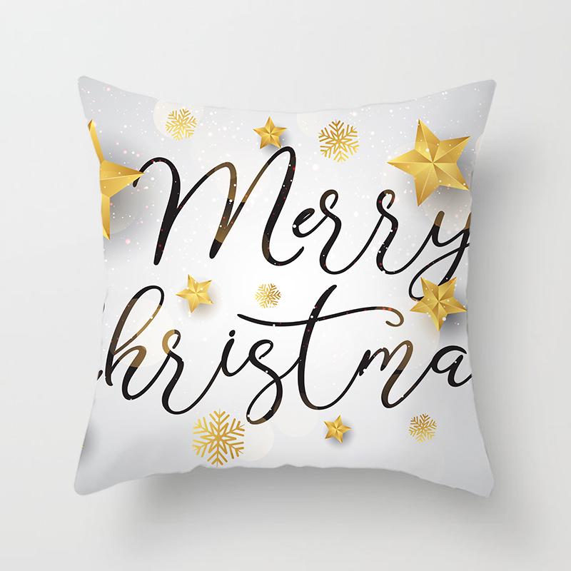 Merry Christmas Printed Pillowcase Christmas Style Cushion Cover Home Sofa Decor Throw Pillowcase
