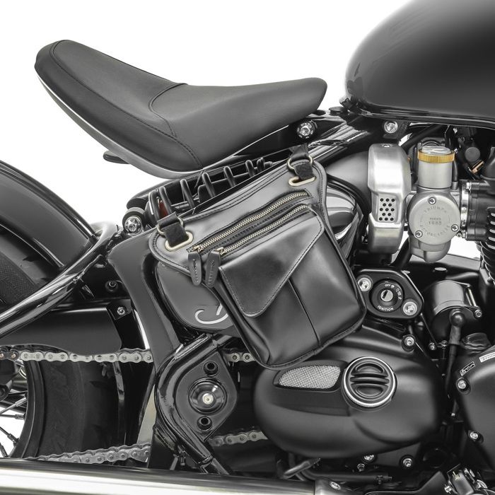 Sacoche latérale en cuir noir Craftride pour Triumph Bonneville Bobber