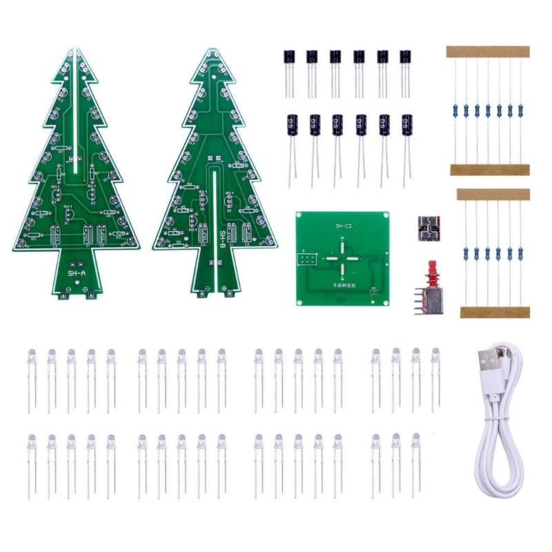 

Programmable Christmas Tree DIY Colorful Easy Making Kit with Multiple Light Modes Educational Circuit Project