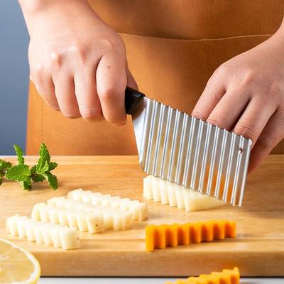 Stainless Steel Potato Crinkle Wavy Slicer Knife French Fries Dough Vegetable Fruit Potato Cutter Chopper Kitchen Maker Tool