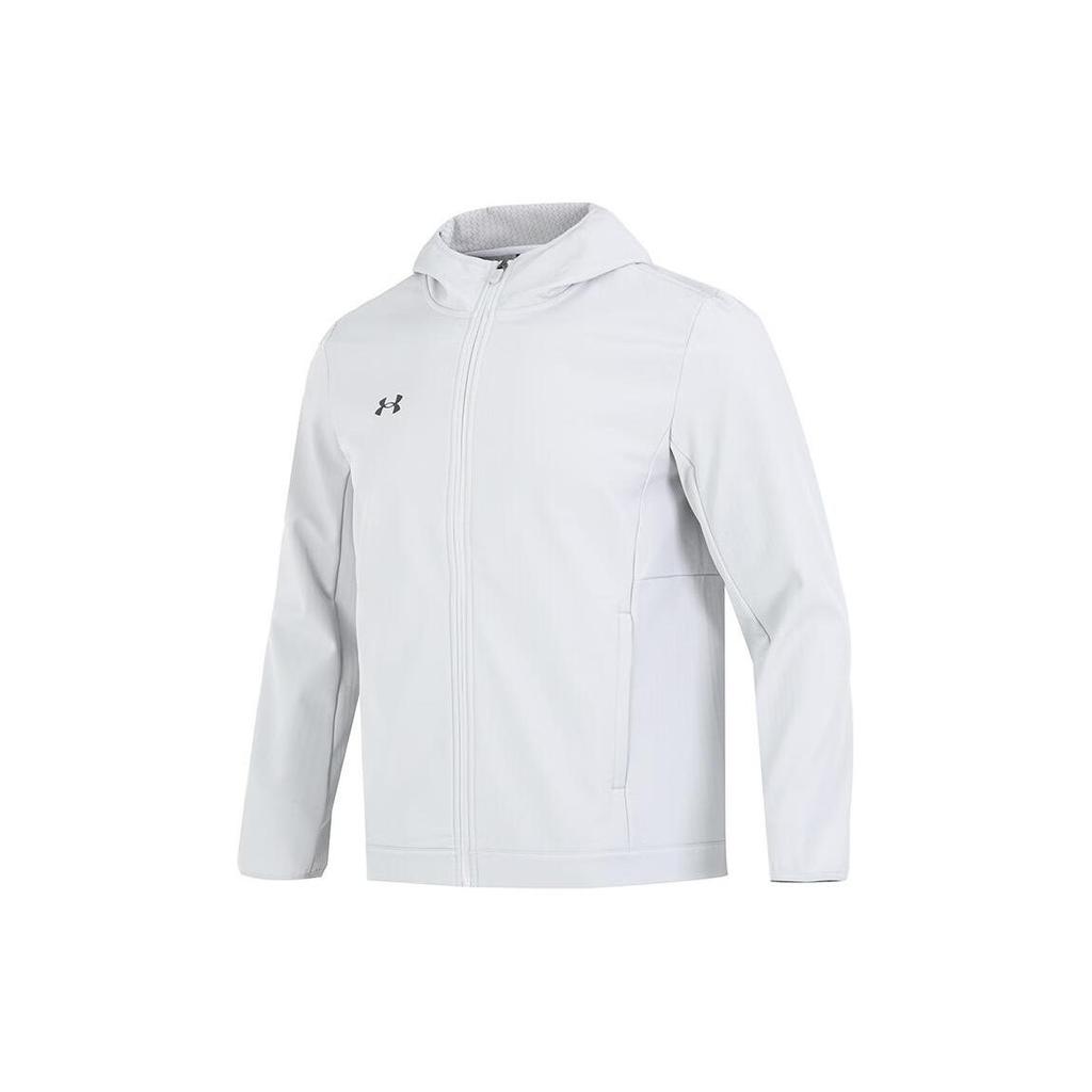 Under Armour Solid Color Letter Print Zip-Up Hoodie Men jackets Light-Gray 22600401-009