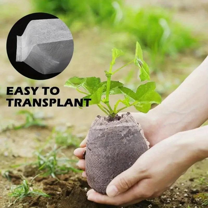 100PCS-1SET Biodegradable Seed Nursery Bags, Non-Woven Plants GrowBags, Fabric Seedling Pots Plants Pouch, Home Garden Supply