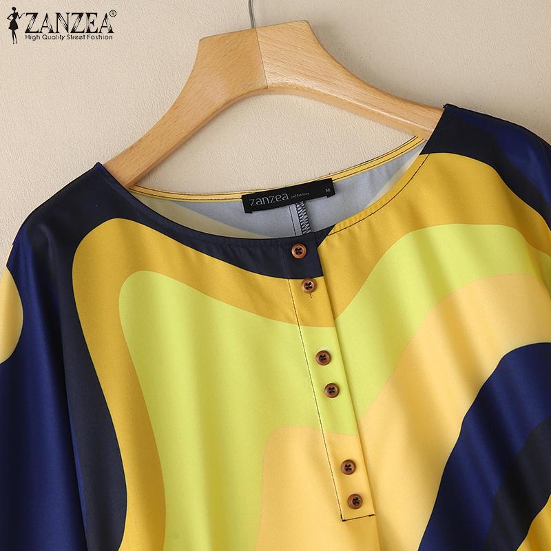 ZANZEA Women Short Sleeve Print Blouse and Pants Summer Two Piece Suit Sets