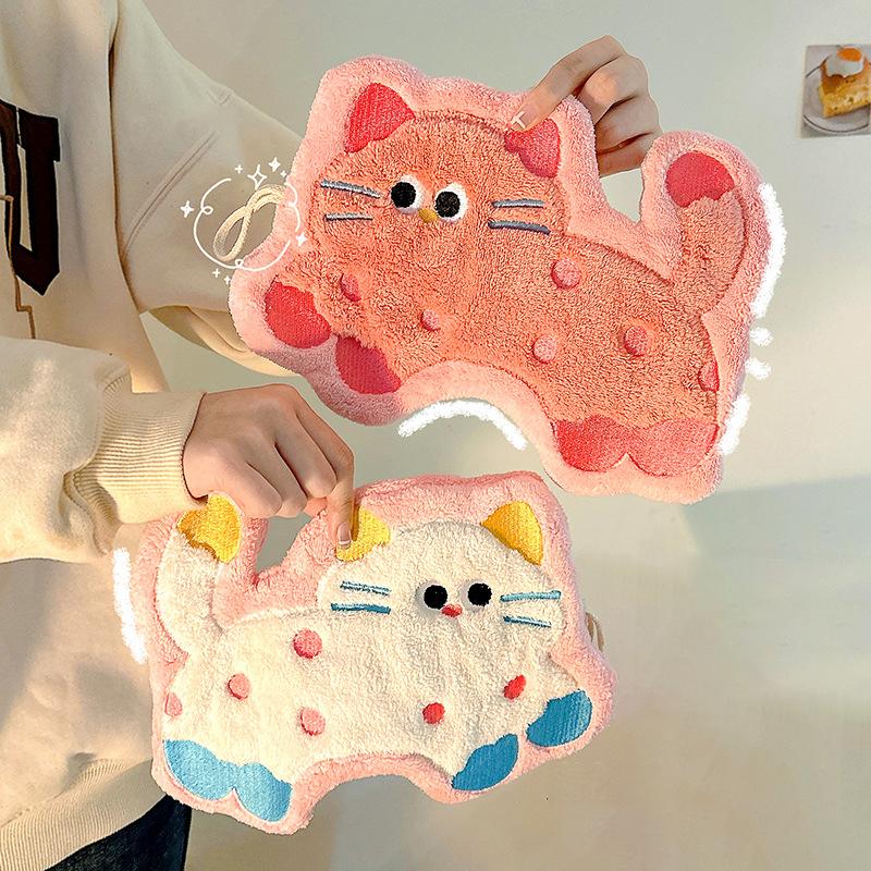 Bathroom Absorbent Hand Towel Kawaii Thickened Handkerchief Wall Hanging Hand Cloth Kitchen Hand Towel Room Decor